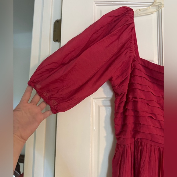 Abercrombie & Fitch Pink Emerson Smocked Puff Sleeve Maxi Dress Tall NWOT - Picture 3 of 8